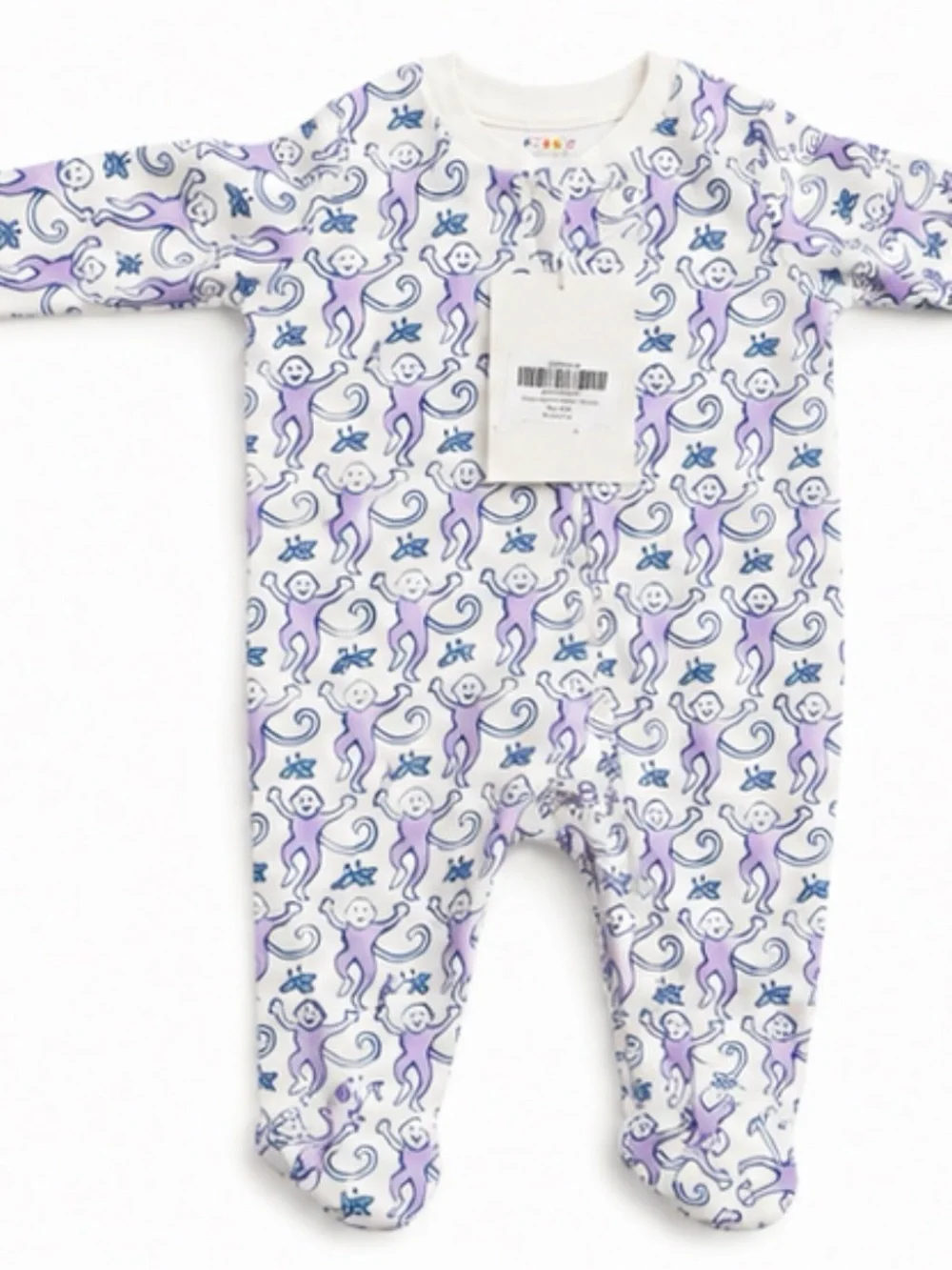 Roller Rabbit White Footed One-Piece with Purple Monkey Print